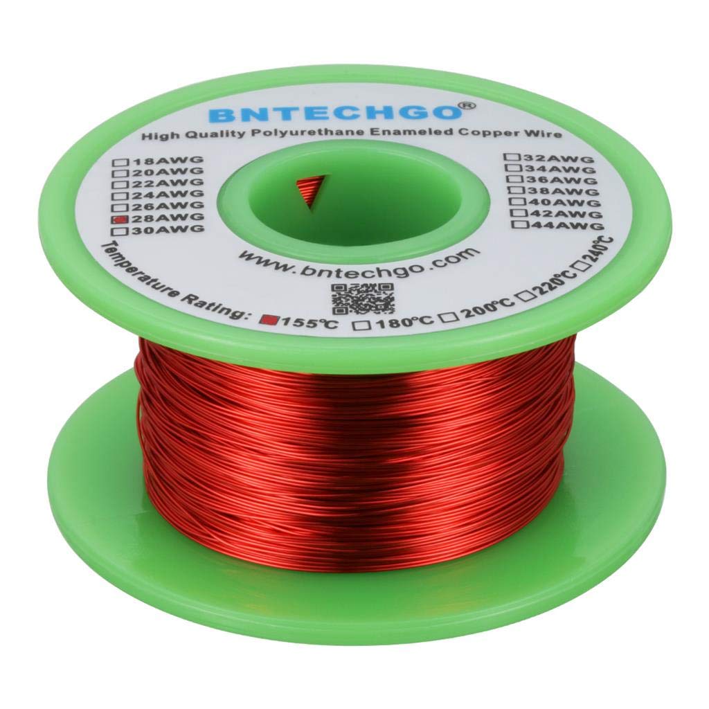 BNTECHGO 28 AWG Magnet Wire 4 oz Red Enameled Copper Wire 0.0122"(0.31mm) | 28 G