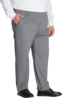 Idtswch Mens Big and Tall Full Elastic Waist Pants Stretch Slacks Casual with Zipper Fly and Pockets