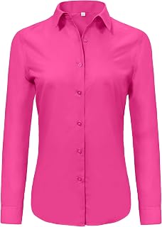Ruisin Super Soft Wrinkle Free Button Down Shirts for Women Solid Long Sleeve Striped Formal Work Dress Blouses Tops