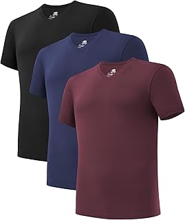 DAVID ARCHY 3 or 5 Pack Men's Stretch Crew Neck V Neck Moisture Wicking Rayon Bamboo T-Shirt