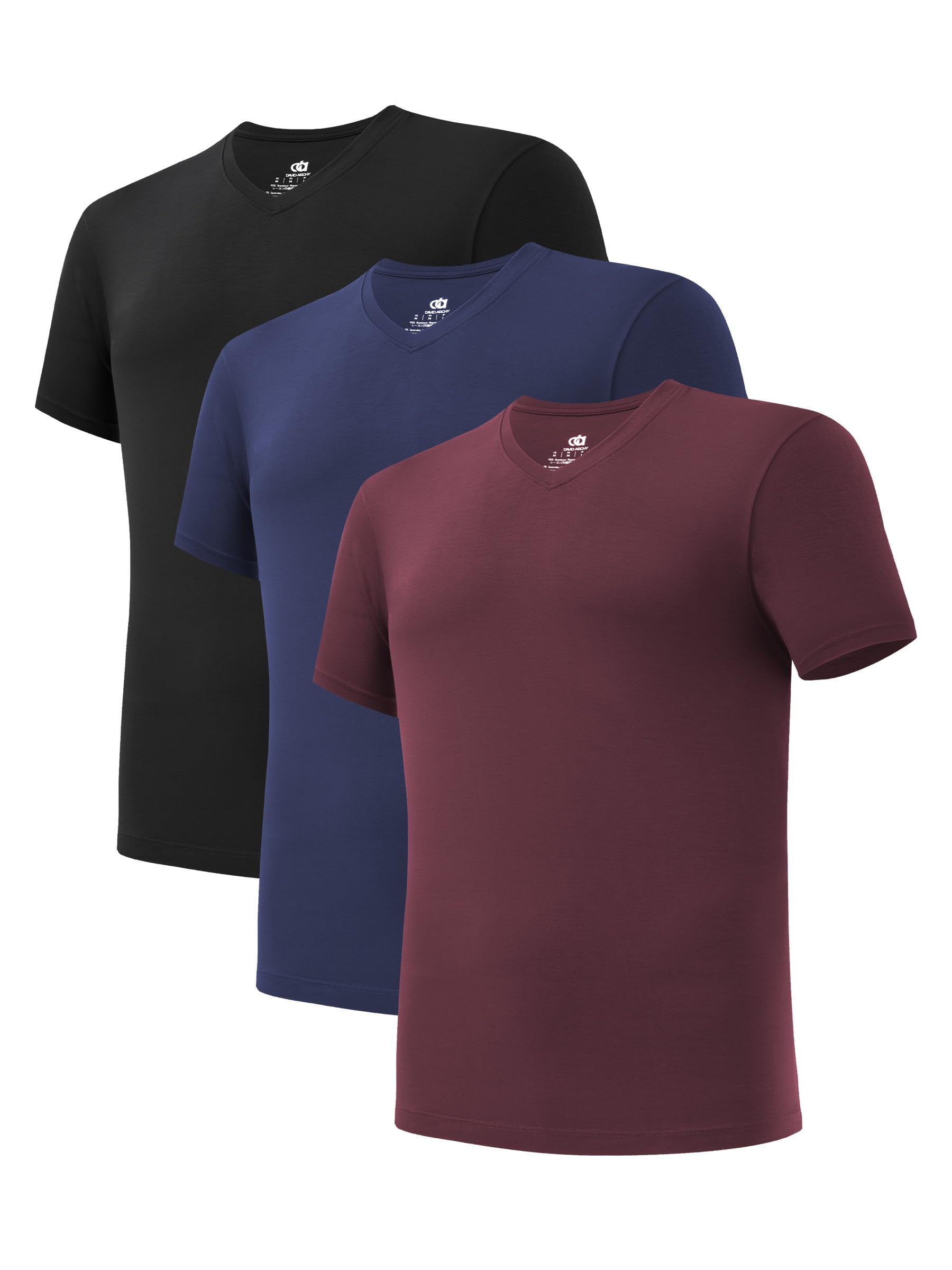DAVID ARCHY 3 or 5 Pack Men's Stretch Crew Neck V Neck Moisture Wicking Rayon Ba