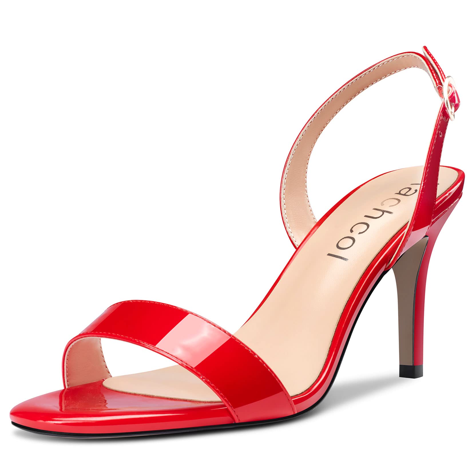 Aachcol Women's Stiletto Mid High Heel Sandals Back Strap Ankle Strap Slingback 