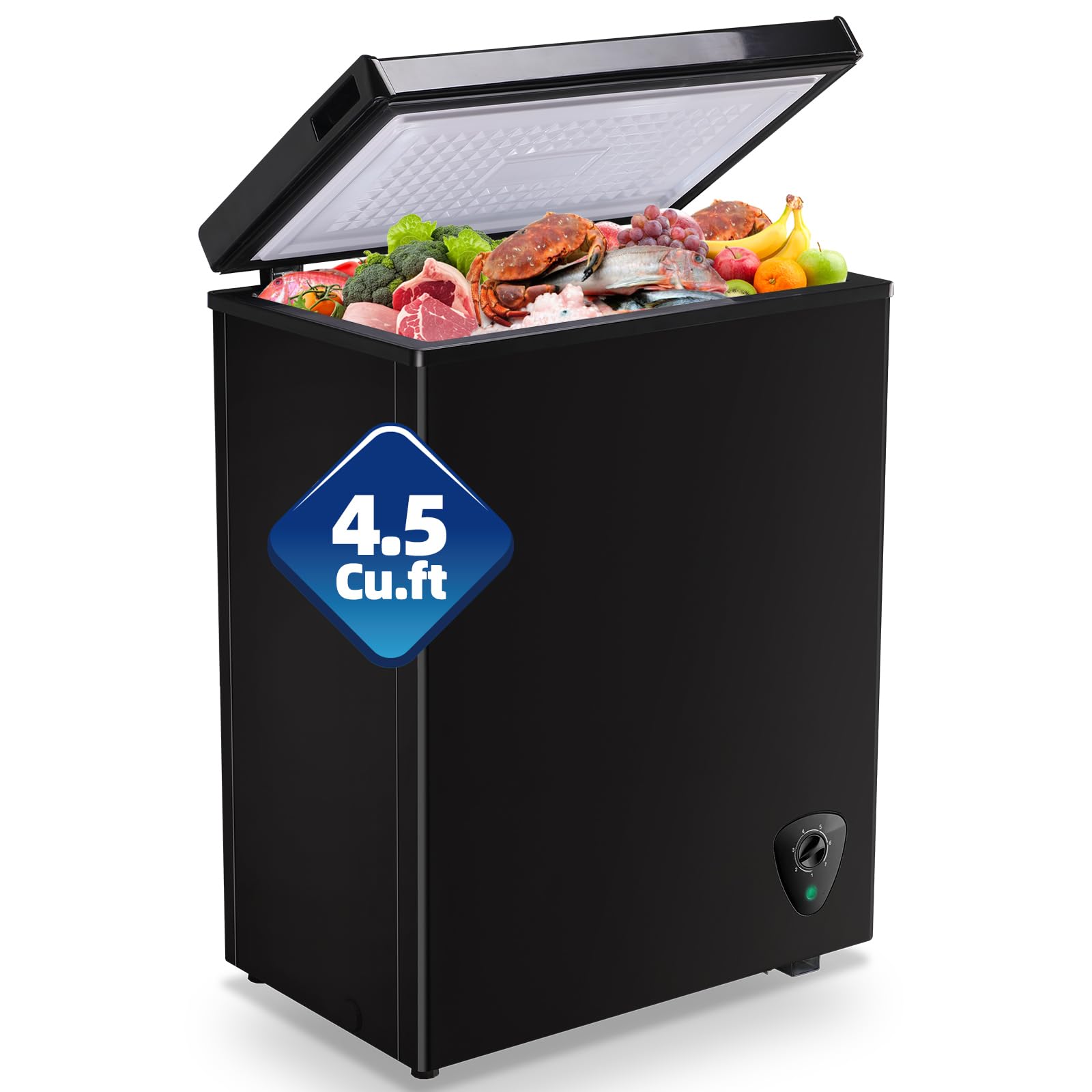 TACOOL 4.5 Cu.ft Deep Freezer Small Chest Freezer Black Bottom Wheels | Small Fr