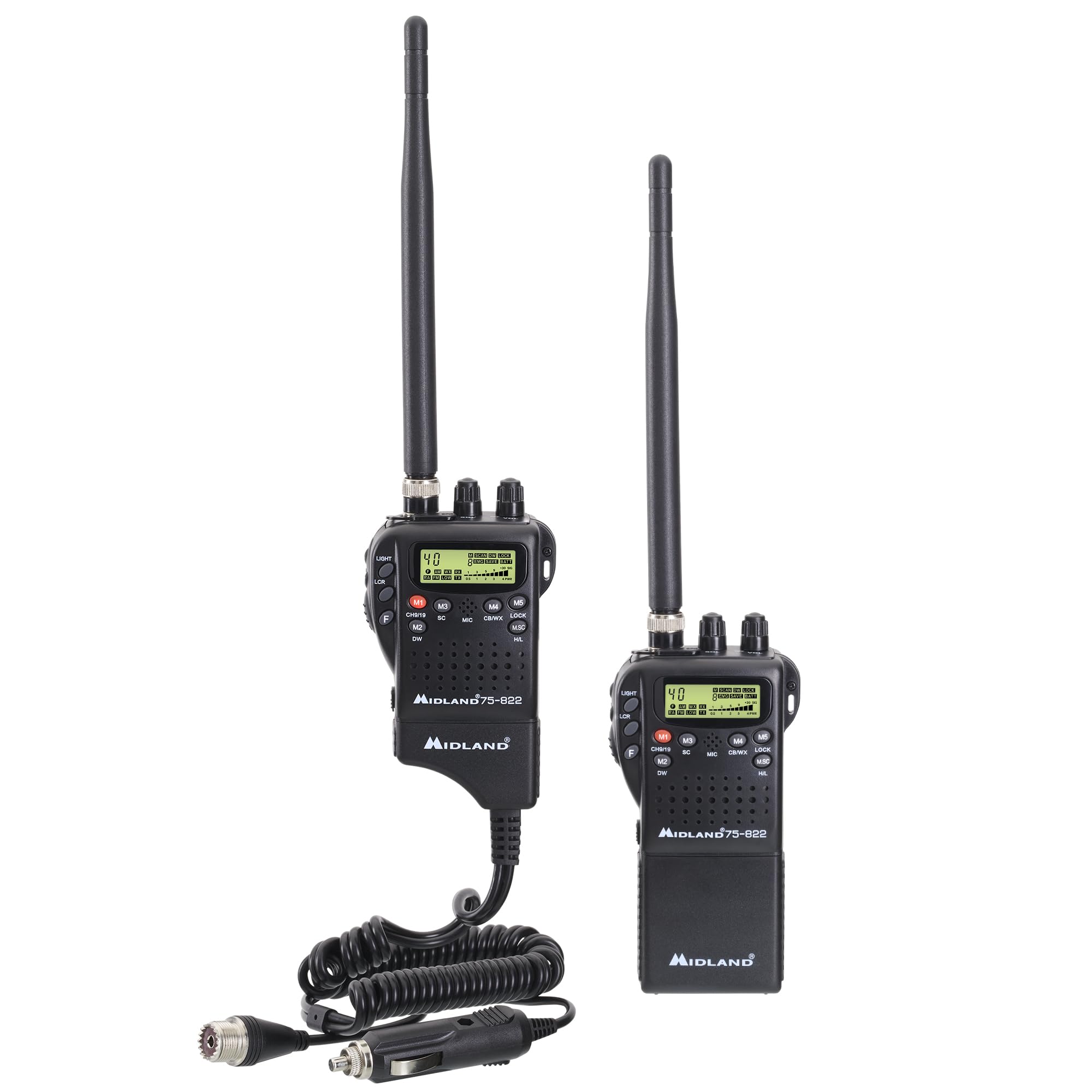 Midland 75-822 AM/FM Handheld CB Radio & Mobile CB Radio | Walkie Talkie with 40