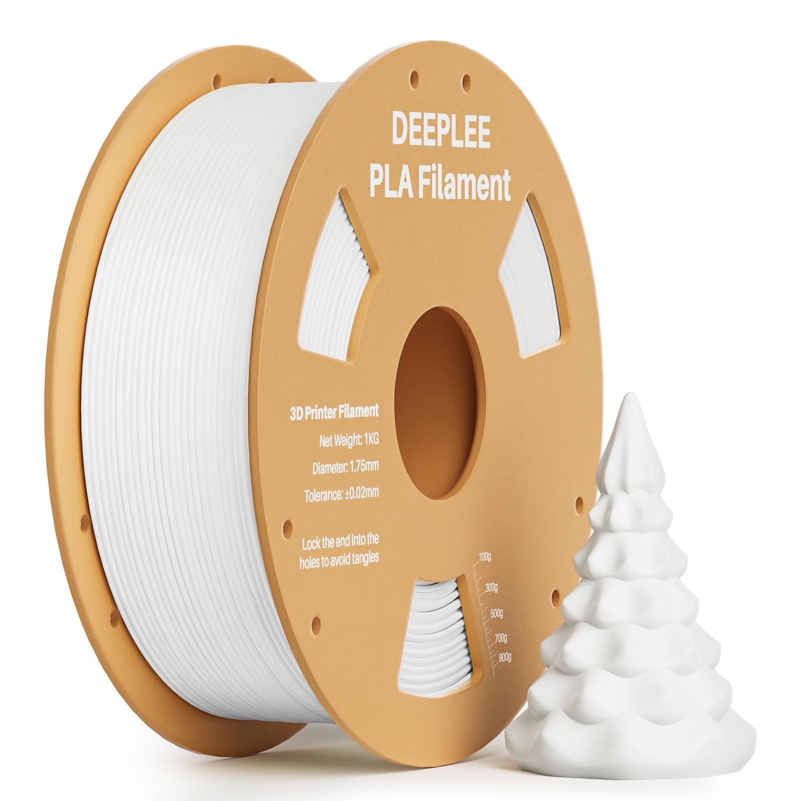 DEEPLEE PLA Filament 1.8mm White 1kg | PLA Filament for FDM 3D Printers, High Ac