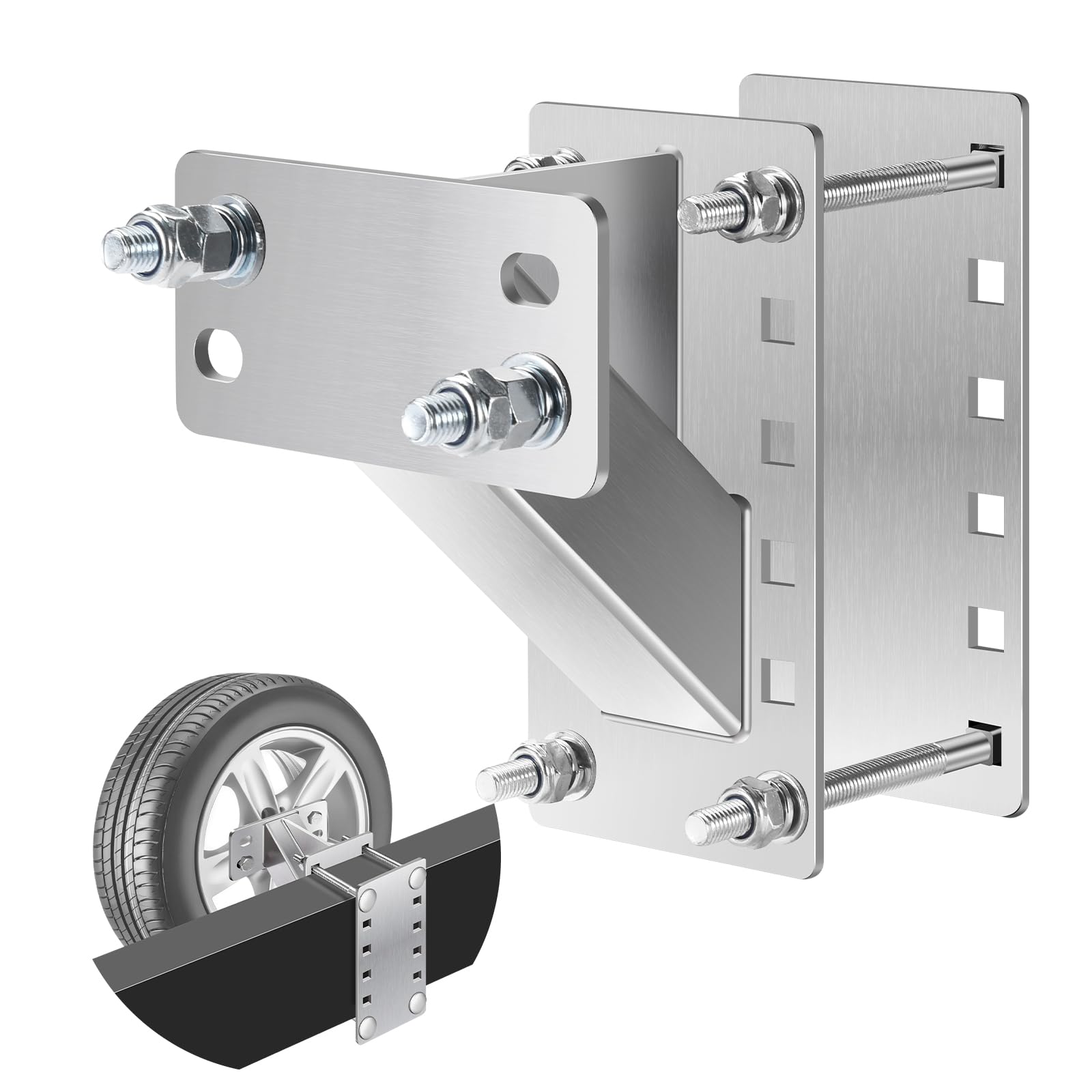GADFISH Stainless Steel Spare Tire Carrier, Upgrade Spare Tire Mount Trailer Car