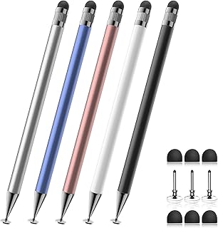 Bopomofo Stylus(5 Pcs),2-in-1 Stylus Pen for Touchscreen,Capacitive Stylus | Stylus with Precise Disc Tip & Rubber Tip for iPad iPhone Samsung Galaxy Android Tablets Kindle, 3 Disc Tips+6 Rubber Tips