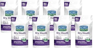 SmartMouth Dry Mouth Dual-Action Mints, Sugar-Free, 50 Count, 8-Pack | Sugar-Free Dual-Action Mints with Zinc and Xylitol for Dry Mouth Support in Travel-Friendly, On-the-Go Packaging