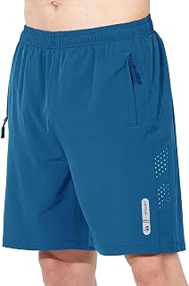 JustSun Men's Sports Shorts, Quick-Drying, Lightweight, Breathable with Zip
