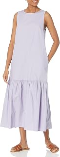 Amazon Brand - Women's Ilana Loose Sleeveless Wide-Hem Poplin Maxi Dress by The Drop