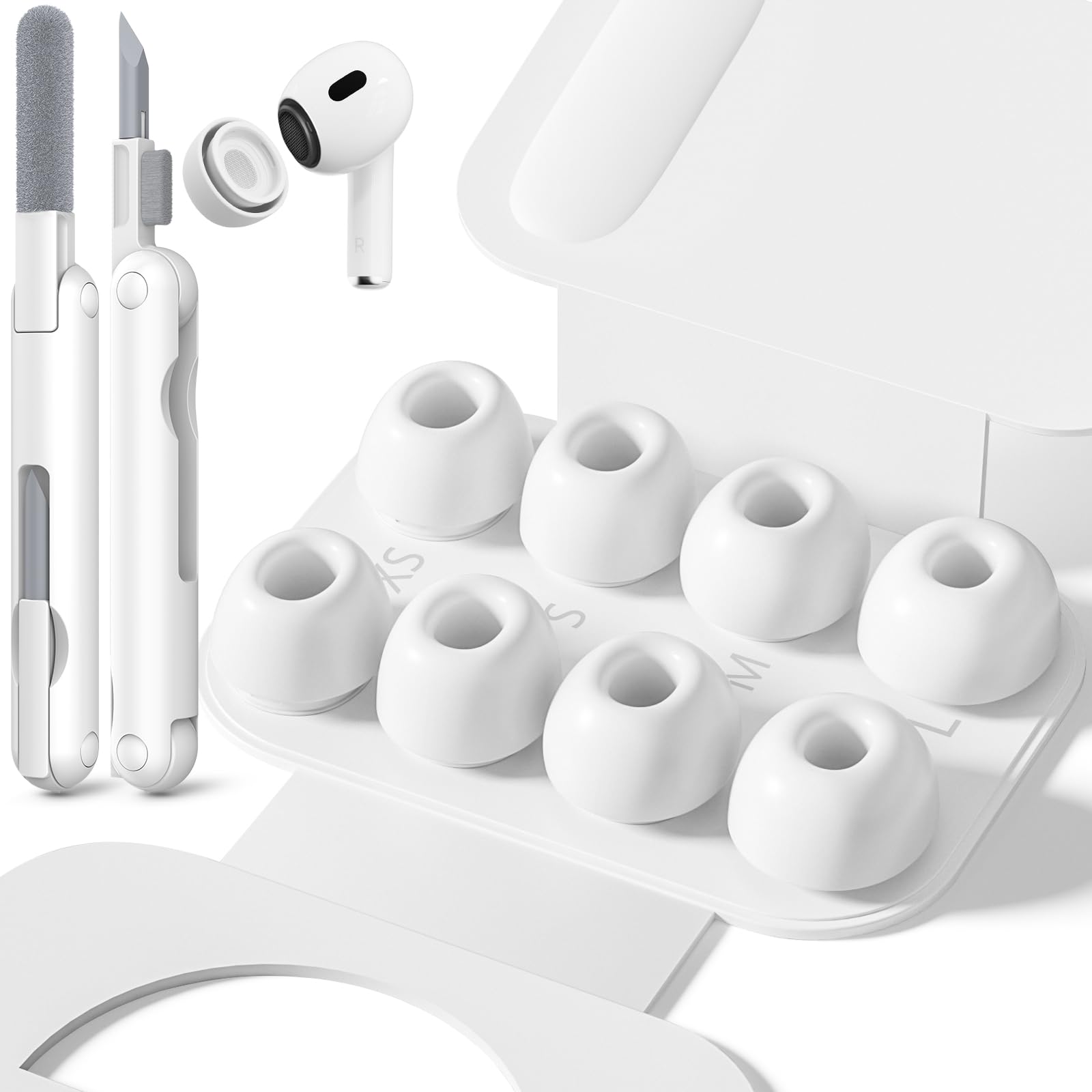 Inesore Replacement Ear Tips for AirPods Pro 1/2, 4 Size-White | with Hole for N