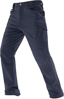 TACVASEN Mens Tactical Trousers Fleece Lined Hiking Trousers Warm Ski Pants