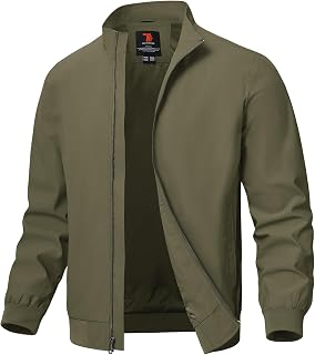 TBMPOY Mens Lightweight Golf Windbreaker Jacket Lightweight Full Zip Stylish Work Casual Business with Zip Pockets