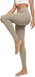 ODODOS Cloud Feeling Ruched Yoga Leggings for Women 25" / 28" High Waist Crossover Yoga Pants