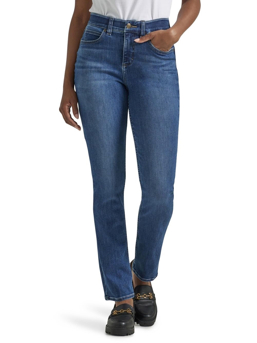 Lee Womens Petite Ultra Lux Comfort with Flex Motion Straight Leg JeanJeans