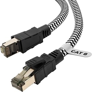 Ethernet Cable, Cat 8 Internet cable,2M Nylon Weaving Lan Cable,40Gbps 2000MHz High Speed Network Cable,S/FTP Copper Wires Shielded and Nickel Plated Rj45 Connector for Ps5/Laptop/Router/Game/Modem