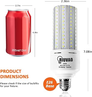 2 Pack 500W Equivalent LED Light Bulb 7500 Lumen 5000K Daylight White Bright E26/E27 Medium Base 60W Corn Light Bulbs for Outdoor Indoor Garage Warehouse Factory Backyard Street