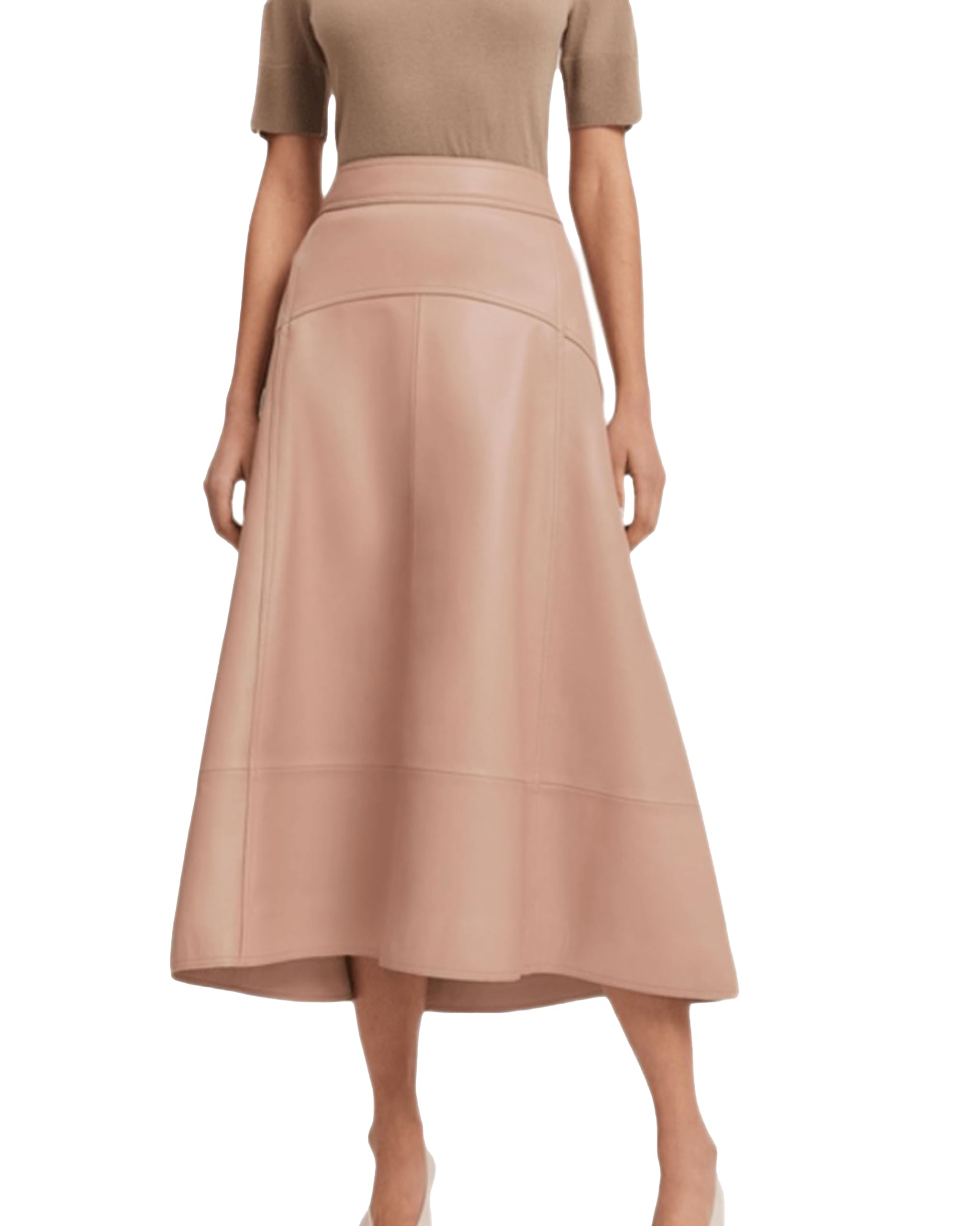 Jild A-Line Leather Skirts for Women - Casual High Waist Midi Length Skirt