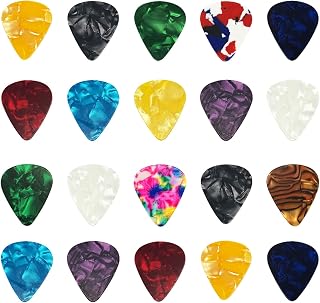 20 PCS Guitar Picks, 4 Different Thickness Colorful Guitar Pick Non-slip Plectrums for Electric, Acoustic, or Bass Guitar Includes 0.46mm 0.71mm 0.96mm 1.2mm