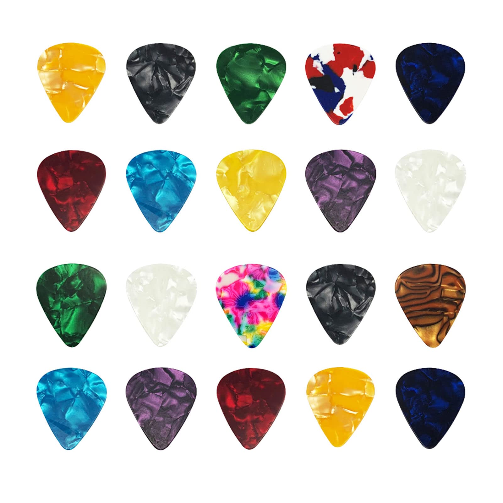 20 PCS Guitar Picks, 4 Different Thickness Colorful Guitar Pick Non-slip Plectru