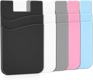 Senose Phone Wallet, Card Holder for Back of Phone Stick on Cellphone Cases | Great Storage Credit Card Holders Compatible for iPhone/Android/Samsung Galaxy 5 Pack