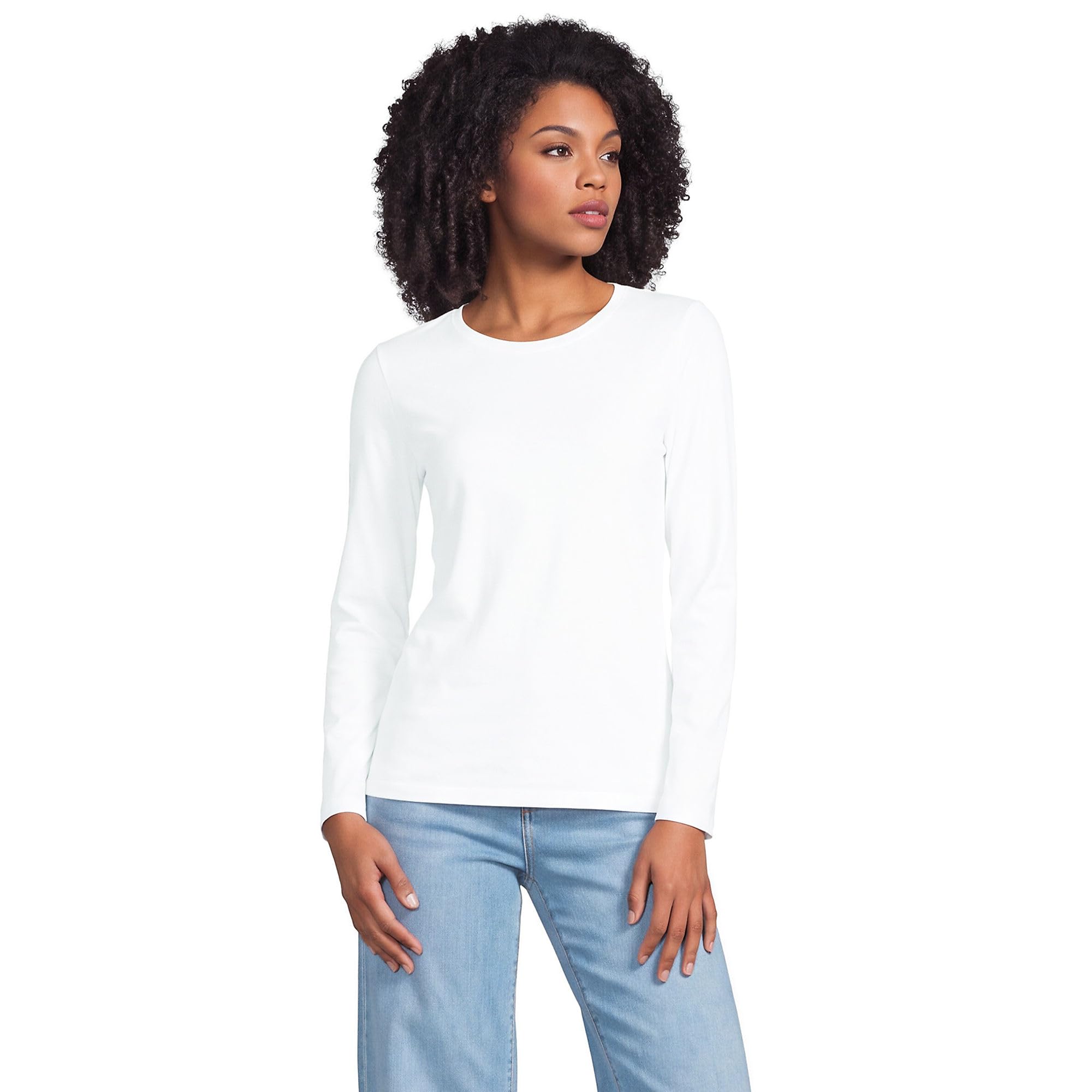 Lands' End - Women’s Long Sleeve Crew Neck T-Shirt - 100% Supima Cotton Jersey -