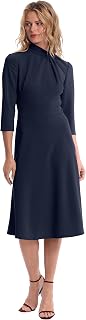 Donna Morgan Women's Donna Morgan Women's Dresses Mock Neck A-line Dress with Twist Neck Detail