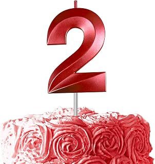 Red Birthday Number 2 Candles for Wedding Party Cake Decorations