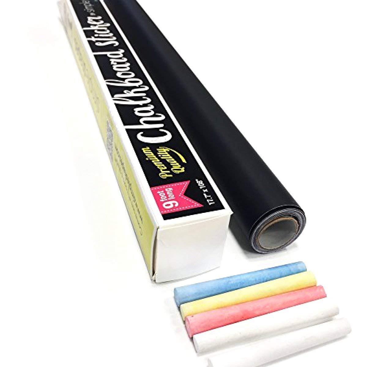 Extra Large Chalkboard Peel and Stick Paper 9 Feet roll (108 inches) + (5) Color