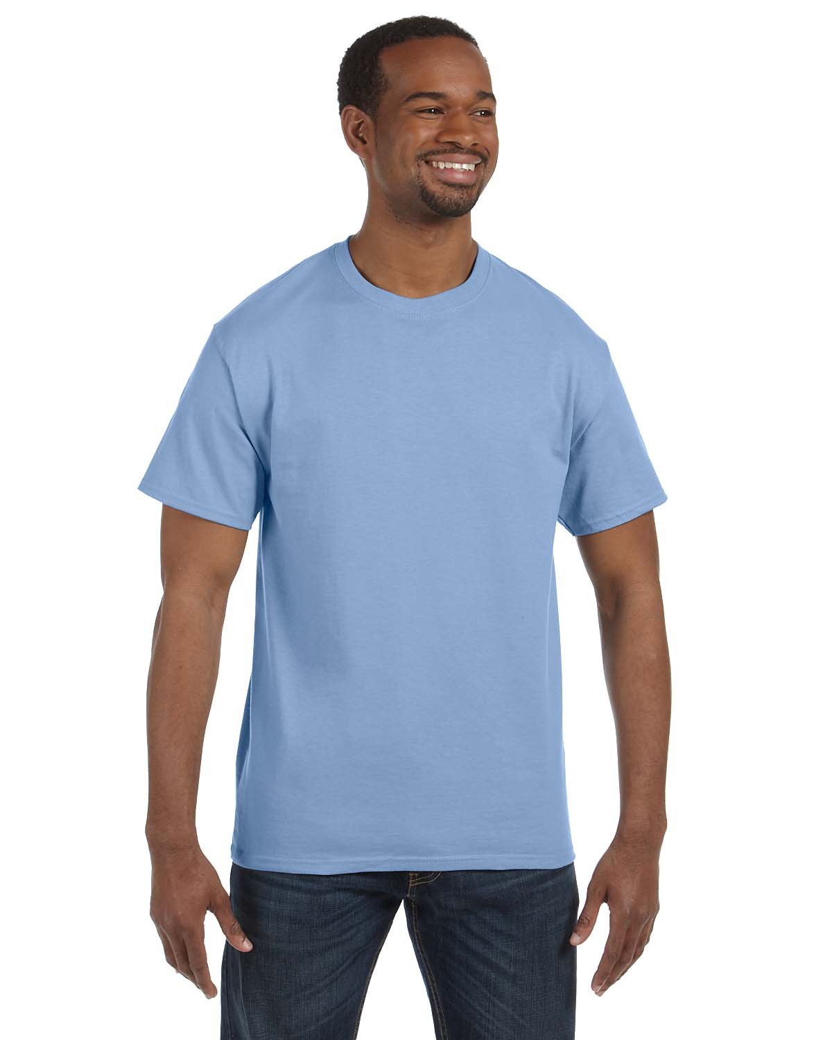 Gildan mens heavy cotton 15g. t-shirt (g500)-light blue-l, azure