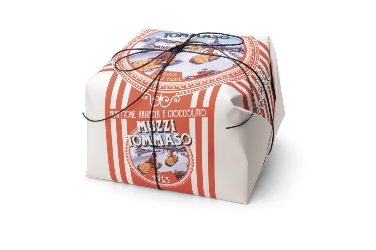 Panettone Tommaso Muzzi Orange and Chocolate, Made in Italy, 1.1 pound