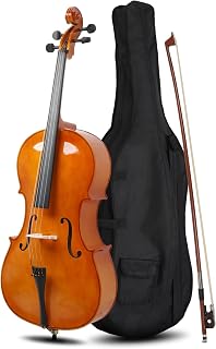 Ktaxon Full-Size Cello, Beginner Cello 4/4, Acoustic Cello Kit | Full Equipment with Portable Bag, Bow, Bridge and Rosin for Beginners | Adults & Kids String Musical (Nature)