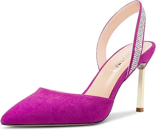 Castamere Women's High Heel Pointed Toe Pumps Slingback Slip-on Diamond Crystal 8.5 CM Heels