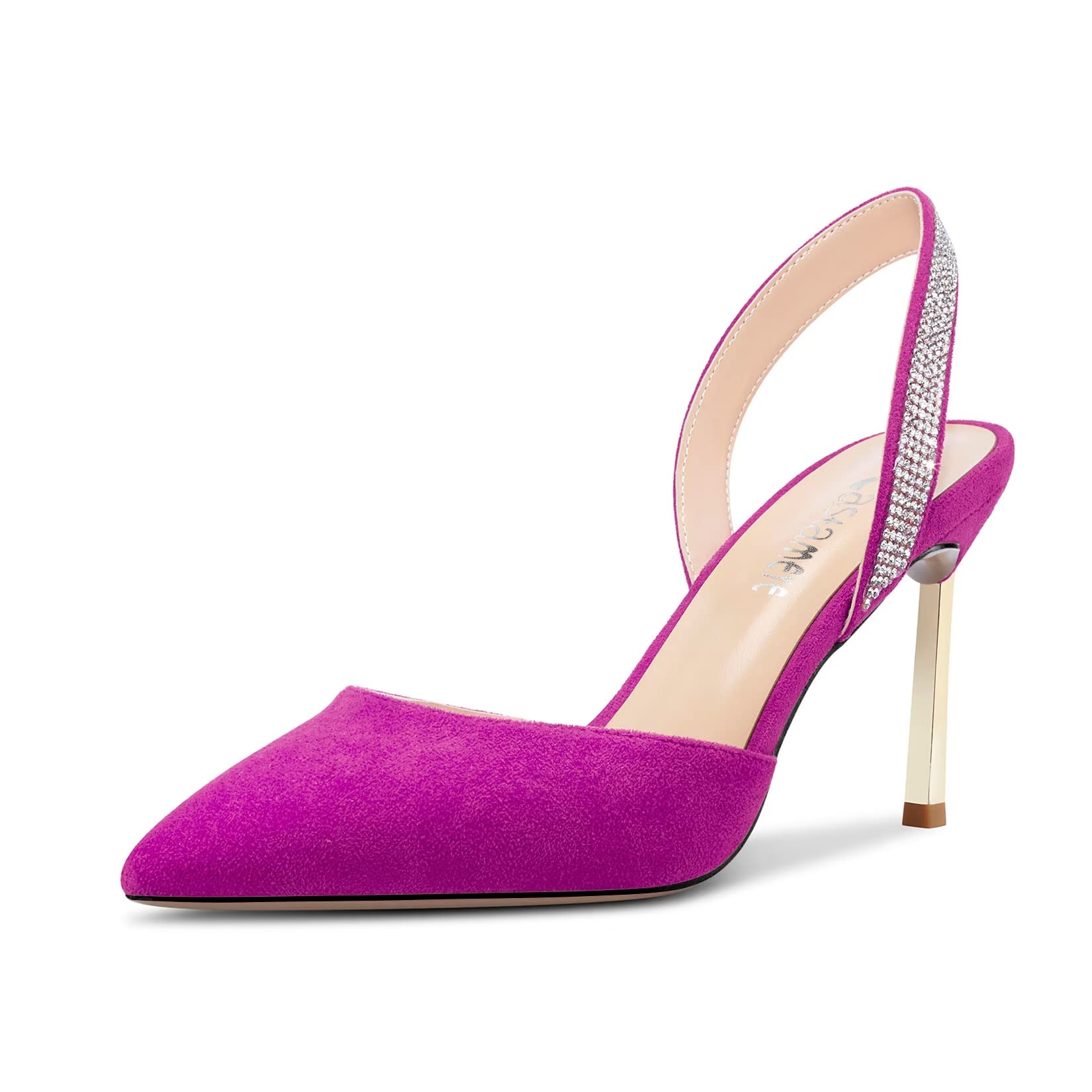 Castamere Women's High Heel Pointed Toe Pumps Slingback Slip-on Diamond Crystal 
