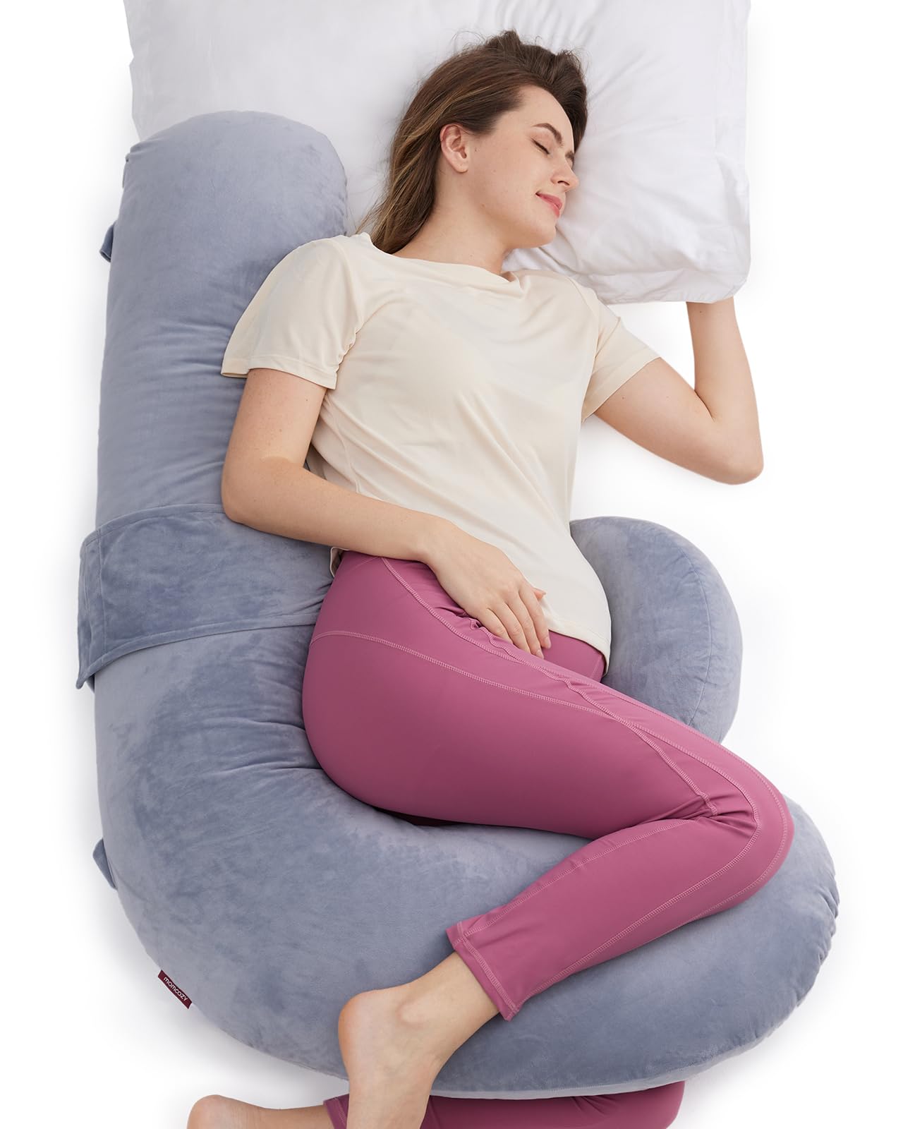 Momcozy Original F Shaped Pregnancy Pillow with Adjustable Wedge Pillow | Full B
