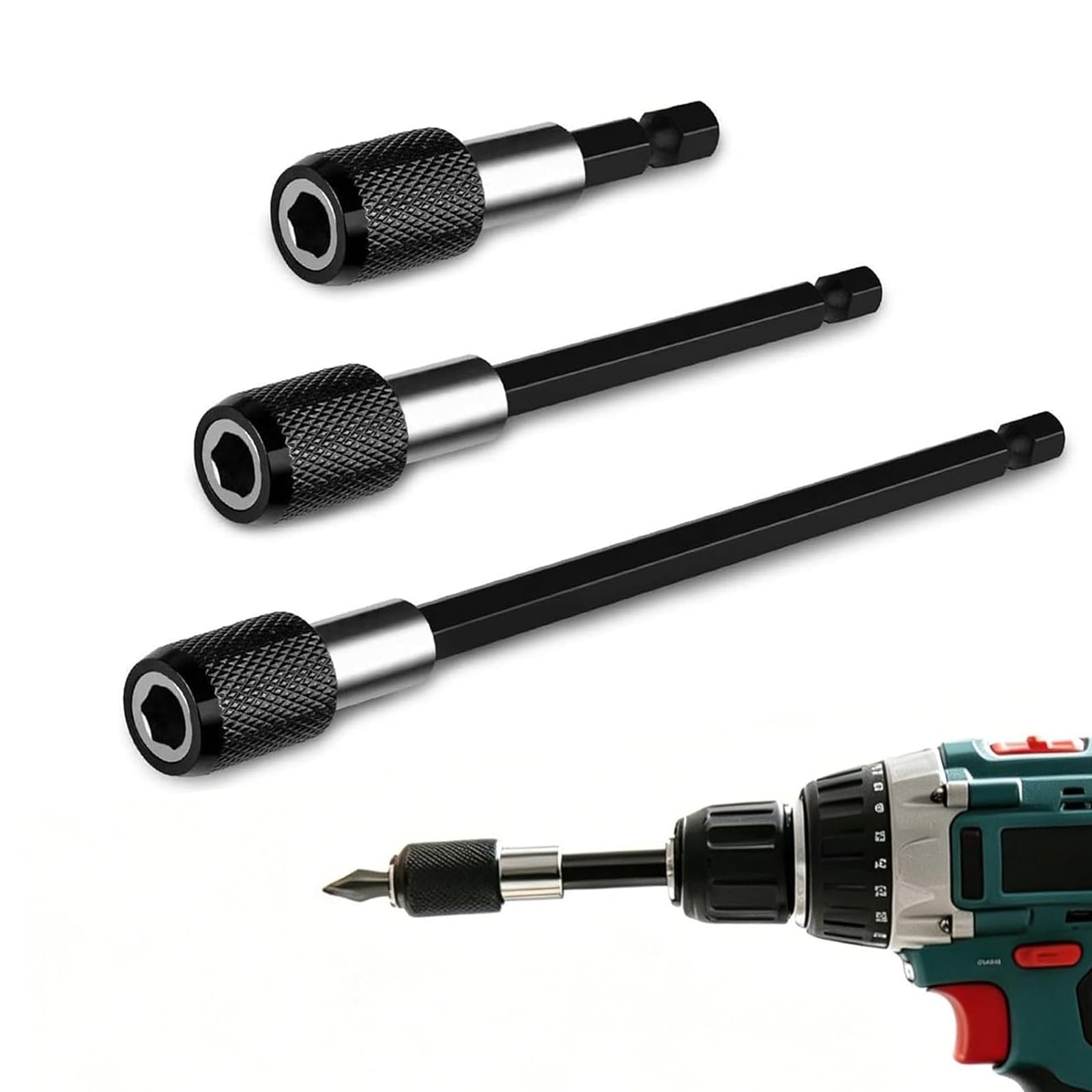 Magnetic Hex Shank Quick Release Extension Rod Set, Drill Bit Driver Extension B