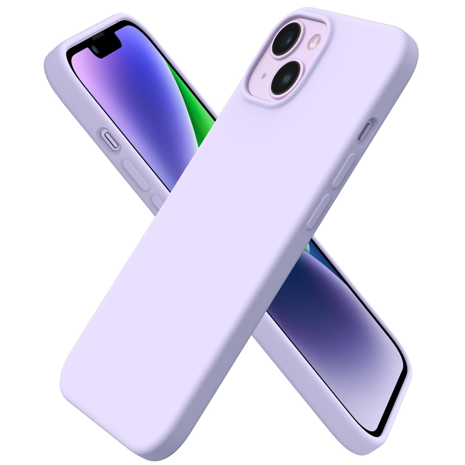 ORNARTO Compatible with iPhone 14 Case 6.1, Slim Liquid Silicone 3 Layers Full P