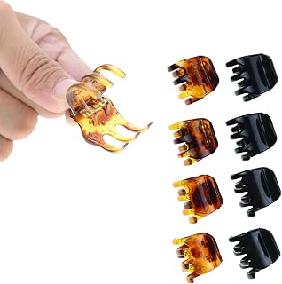 8 Pack Crystal Hair Clips for Thin and Medium Hair Made of Durable Plastic Classic Black and Tortoise Shell Ideal for Daily Use, Shower, Makeup and