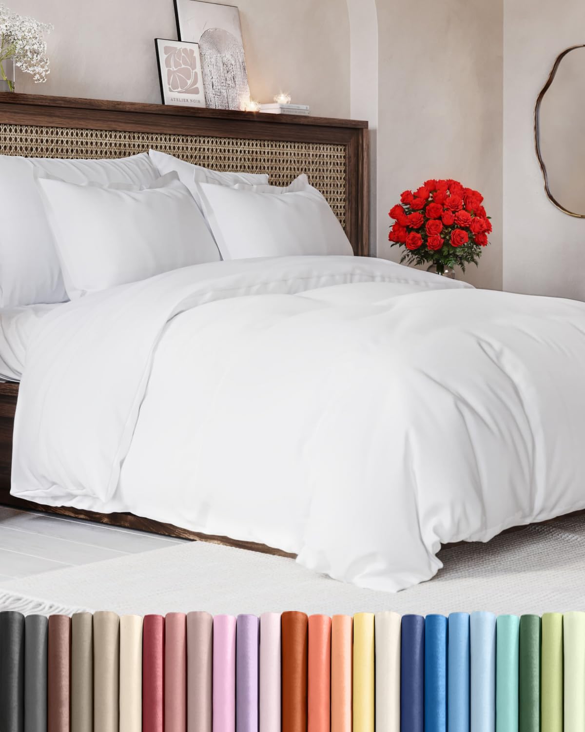 Duvet Cover Queen Size - Extra Soft 3 Piece with Zipper Closure - White | Extra 