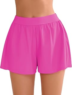 Halcurt Women's High Waisted Shorts with Bikini Lining