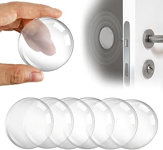 Round Door Stopper 6 Pack - 2" Strong Wall Door Handle Stopper, Clear Self Adhesive Rubber Knob Protector, Guard Door Bumper Wall Protector Silencer