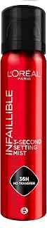 L'Oreal Paris Infallible Waterproof Make-Up Fixing Spray 36h 75ml | No transfer in 3 seconds, lightweight, non-sticky formula, sweat and water resistant, long-lasting hold