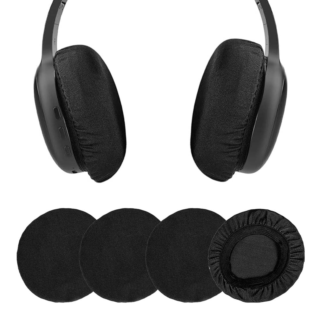 4 x Elastic Washable Headphone Covers Protective Sleeve for 6-8.5cm Headset Blac