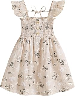 JEELLIGULAR Toddler Dress Ruffle Sleeveless Button Down Dress for Toddler Girl Dress Summer Beach Casual A-line Sundress