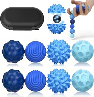 Magnetic Fidget Balls Toys (8PCS), Weighted Texture Tactile Sensory Fidget Balls, Stress Anxiety Relief Toys for Fingers Hands, Pain Stimming Tools for Adults & Teens with Autism (Blue)