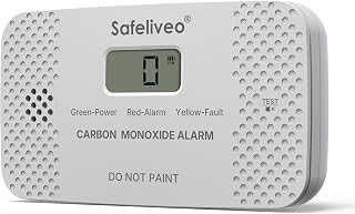 Safeliveo Carbon Monoxide Detector with Replaceable Battery, Gray,1Pack | EN50291 certified, CO Alarm with Digital Display - 10 Years Sensor Life, Portable for home & travel with CO Peak Value Memory