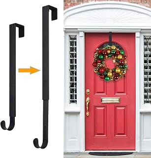 Wreath Hanger,Christmas Decorations Adjustable Wreath Hanger for Front Door | Over The Door Hooks Organizer 20 lbs, Home Decor from 14.9-25" Larger Doors Wreaths Hanger Halloween Xmas Decorations Hook