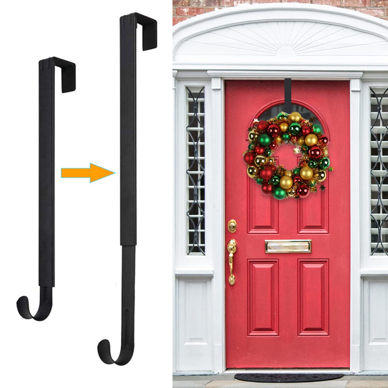 Wreath Hanger,Christmas Decorations Adjustable Wreath Hanger for Front Door | Ov