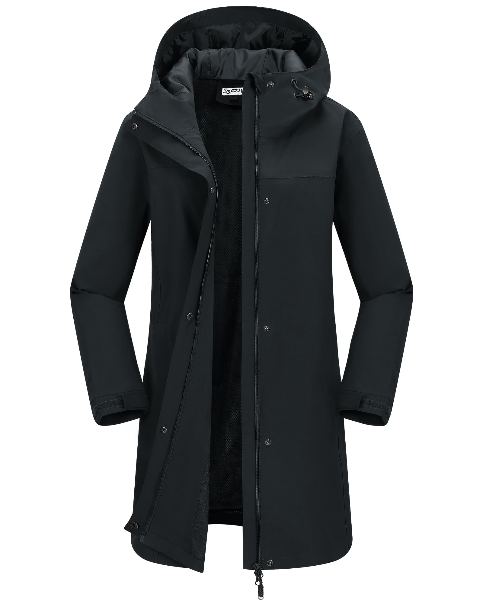 33,000ft Women's Waterproof Rain Jackets Long Rain Coats with Hood