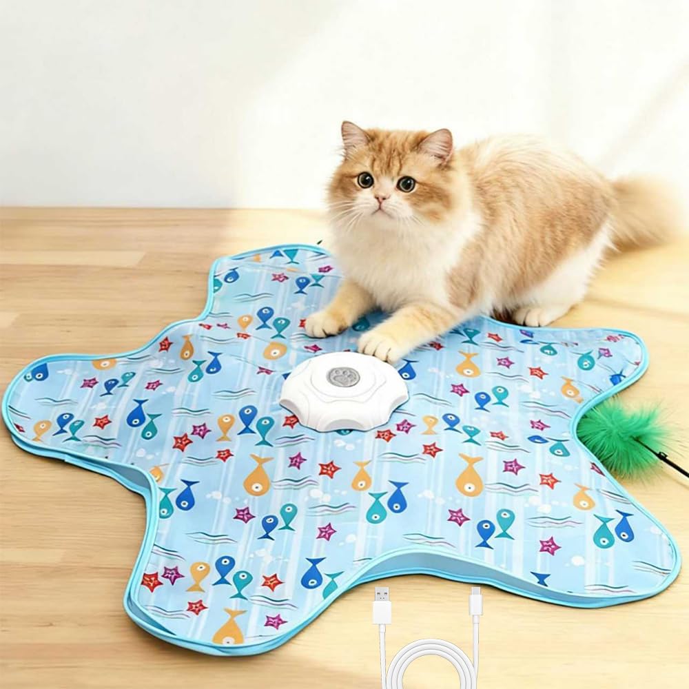 AQPU Rechargeable Automatic Cat Toy, 3-Mode Touch-Activated Interactive Toy with
